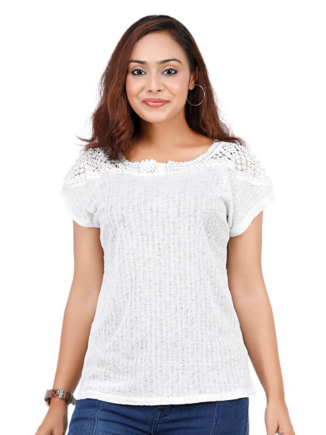 Kiyashi White Self Design Top
