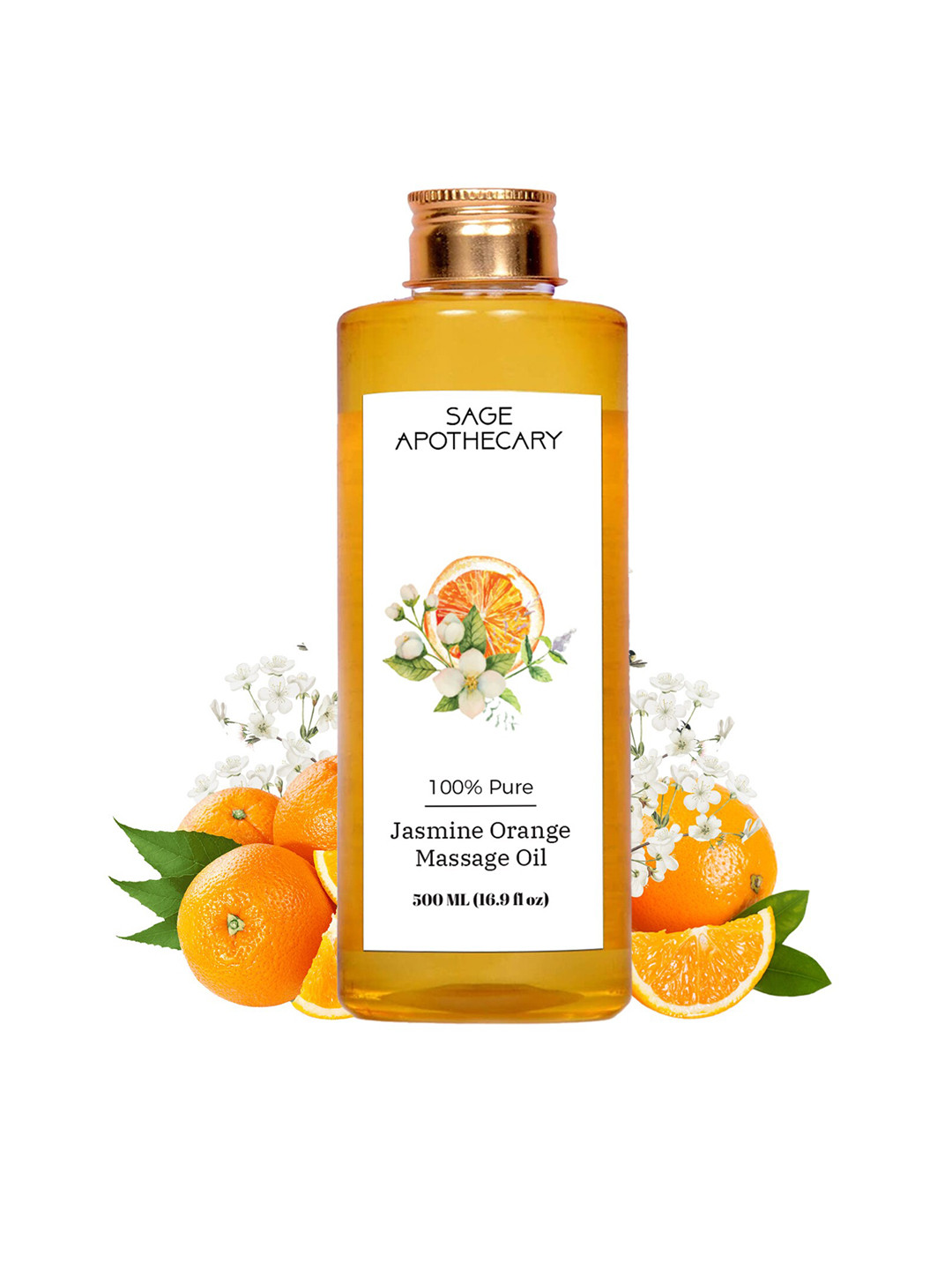 SAGE APOTHECARY 100% Pure Jasmine Orange Massage Oil - 500 ml