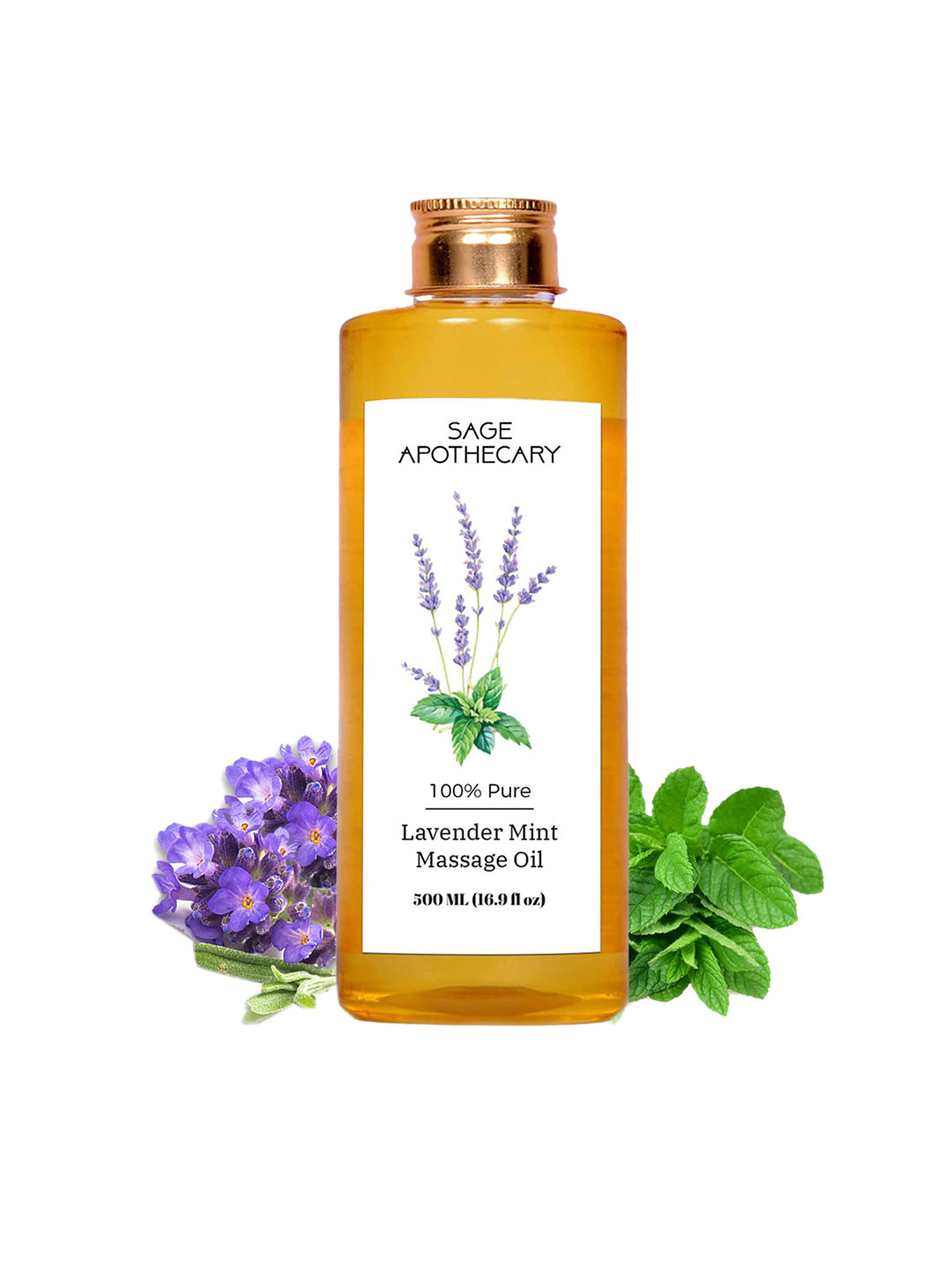 SAGE APOTHECARY 100% Pure Lavender Mint Massage Oil - 500 ml