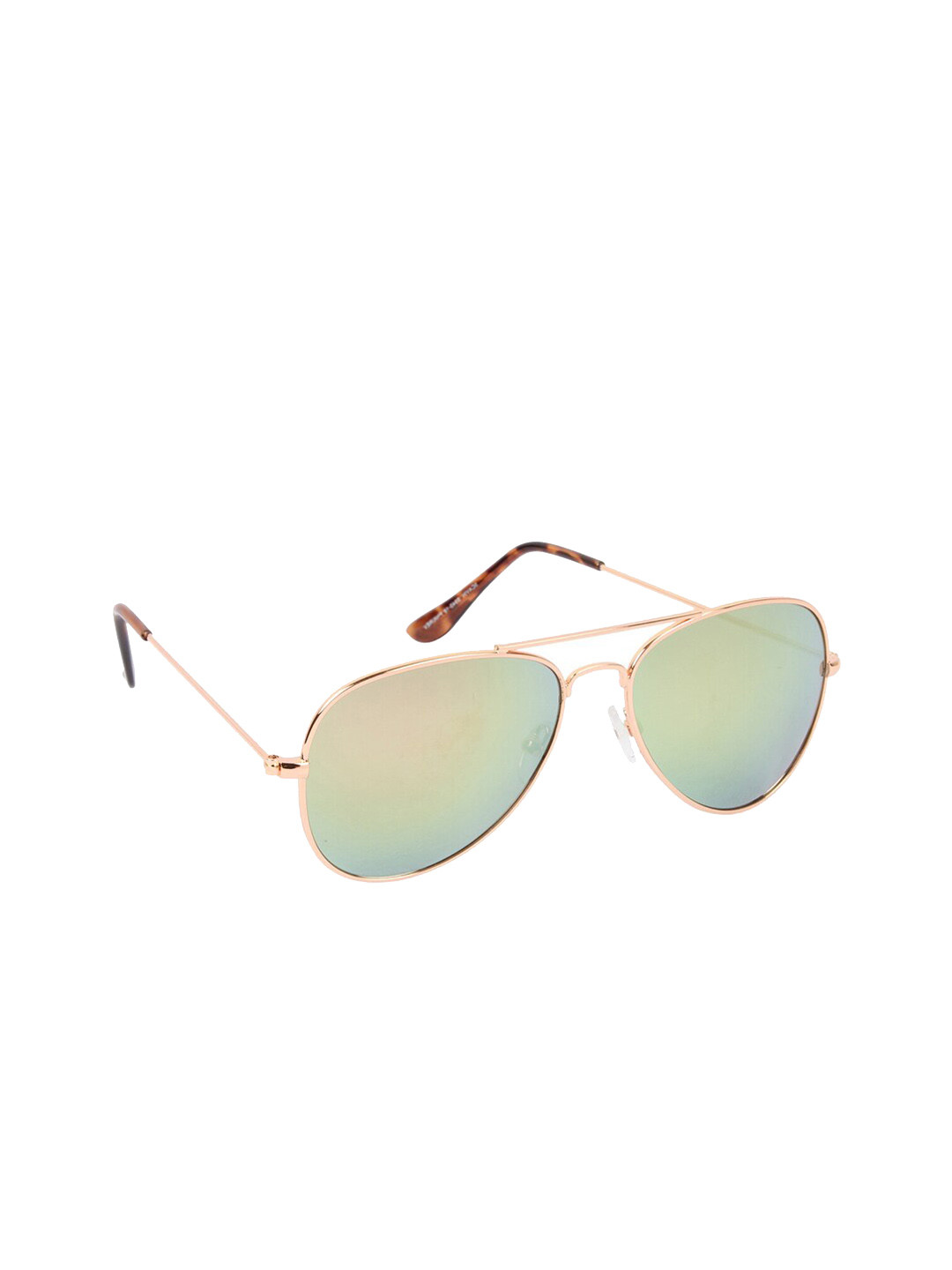 Scavin Unisex Pink Lens & Gold-Toned Aviator Sunglasses with UV Protected Lens