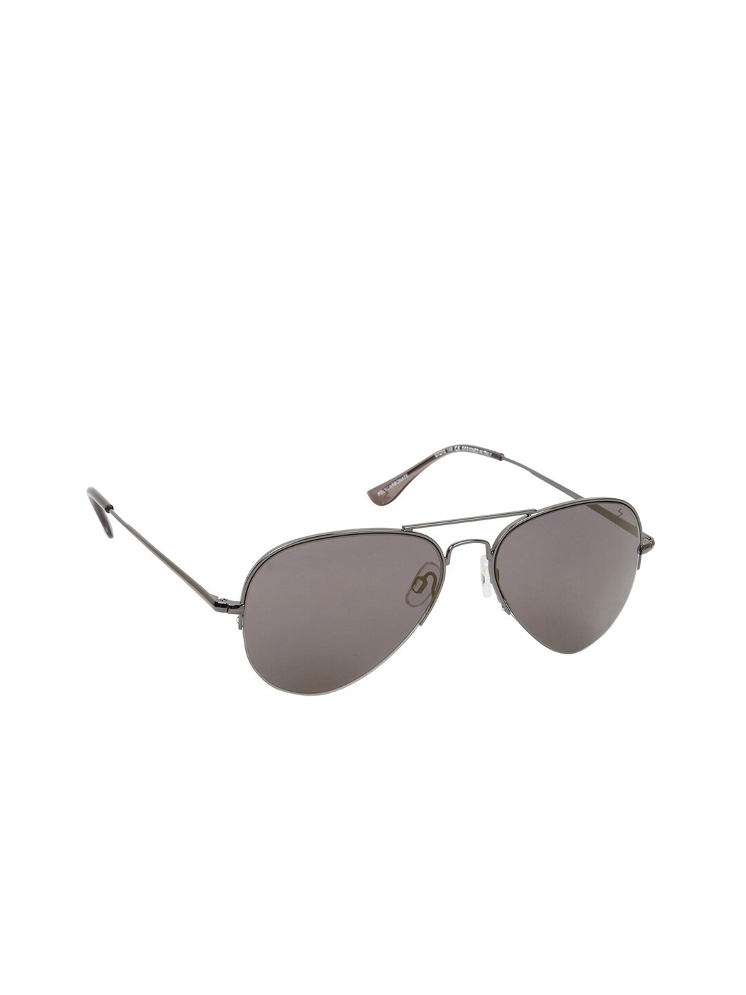 Scavin Unisex Grey Lens & Gunmetal-Toned Aviator Sunglasses with UV Protected Lens