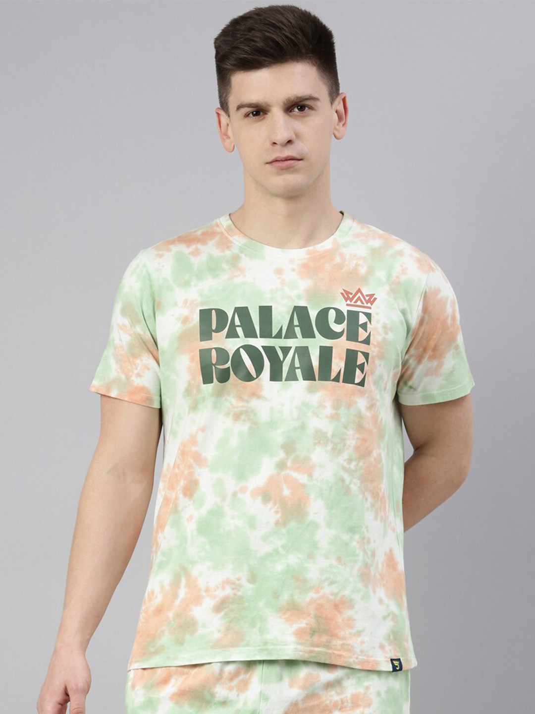 Joven Men Green & Brown Tie & Dye T-shirt