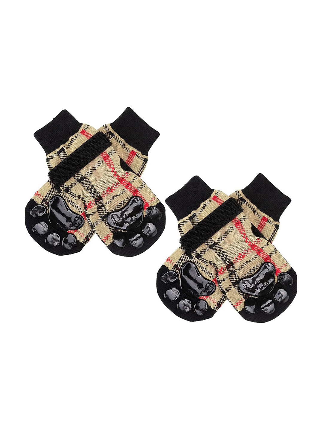 PAWCHIE Brown & Red Printed Cotton Anti-Slip Pet Socks