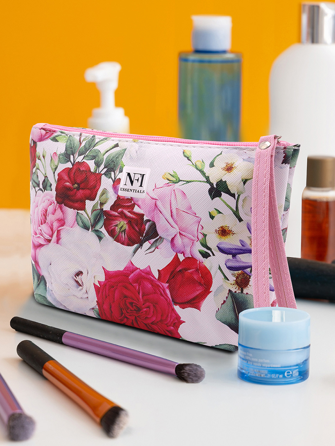 NFI essentials Multi-Coloured Floral Printed Makeup Pouch