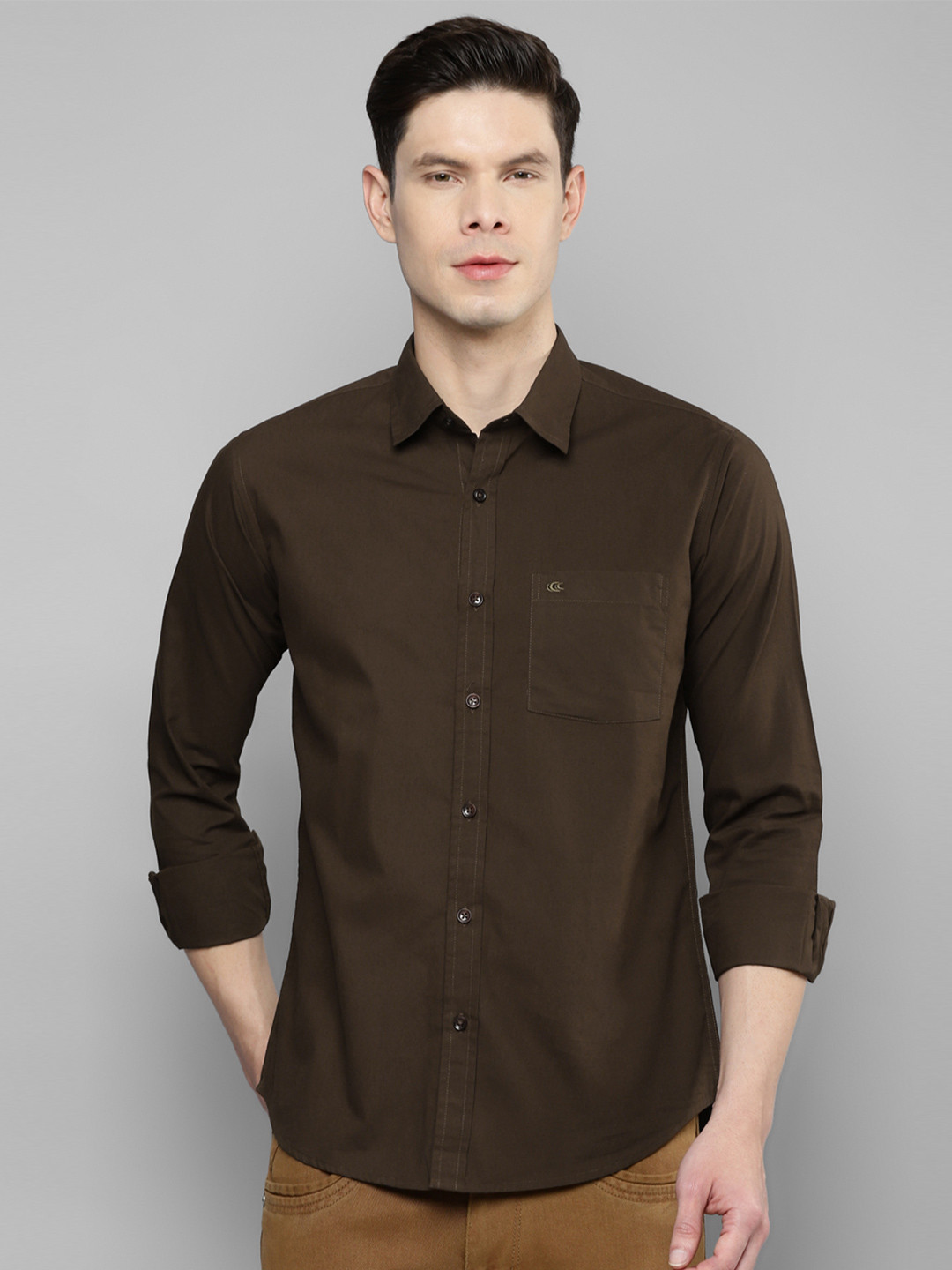 Allen Cooper Men Brown Slim Fit Formal Shirt