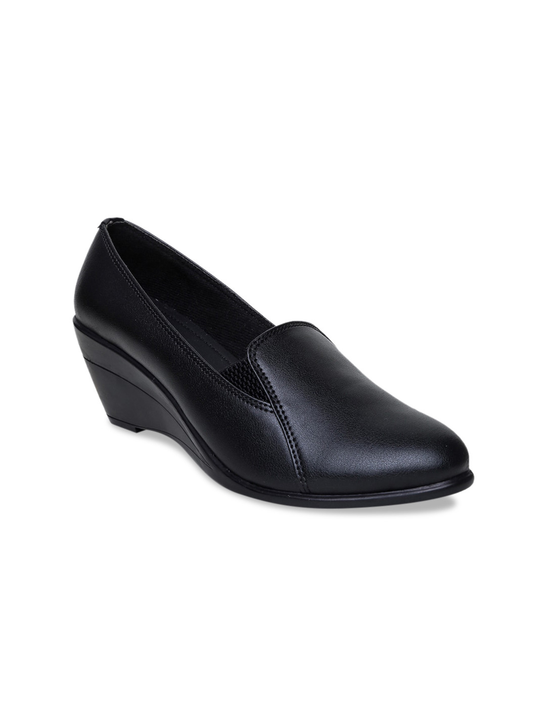 VALIOSAA Black Solid Work Wedge Pumps