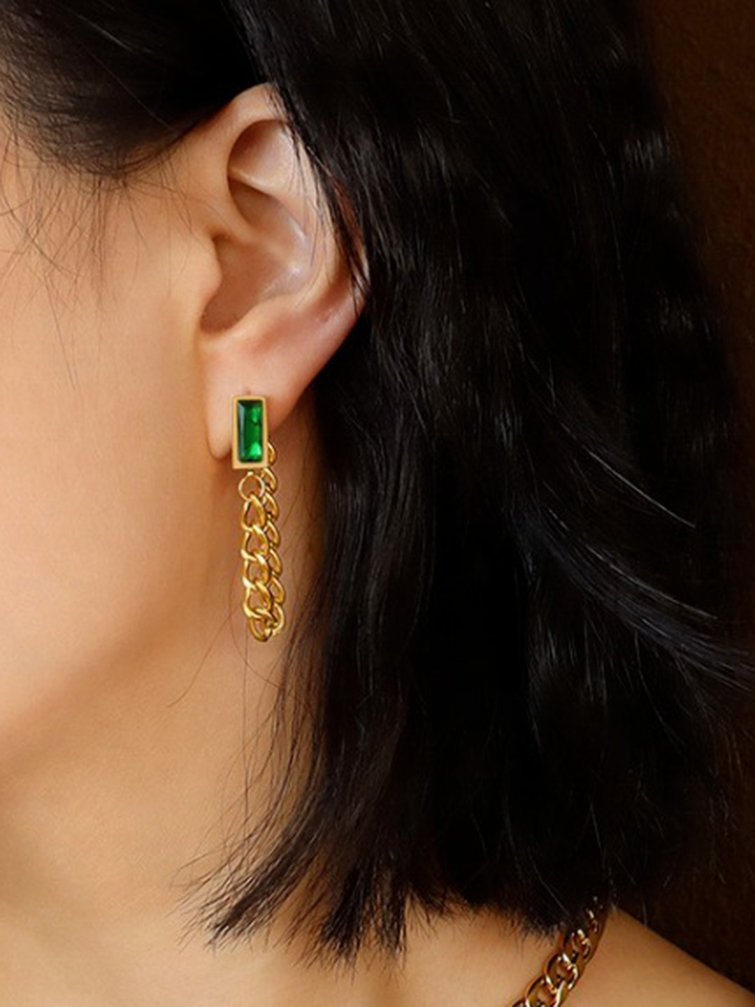 WHITE LIES Gold-Plated Contemporary Drop Earrings