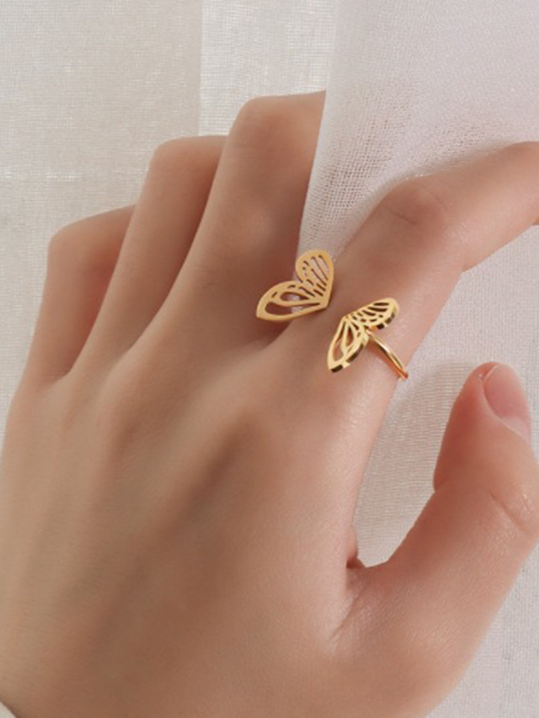 WHITE LIES 18K Gold-Plated Adjustable Butterfly Finger Ring
