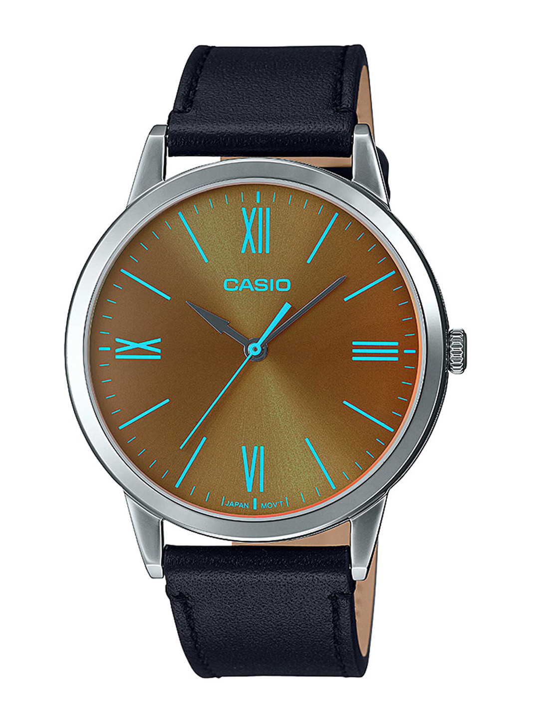 CASIO Men Brown Dial & Black Leather Straps Analogue Watch