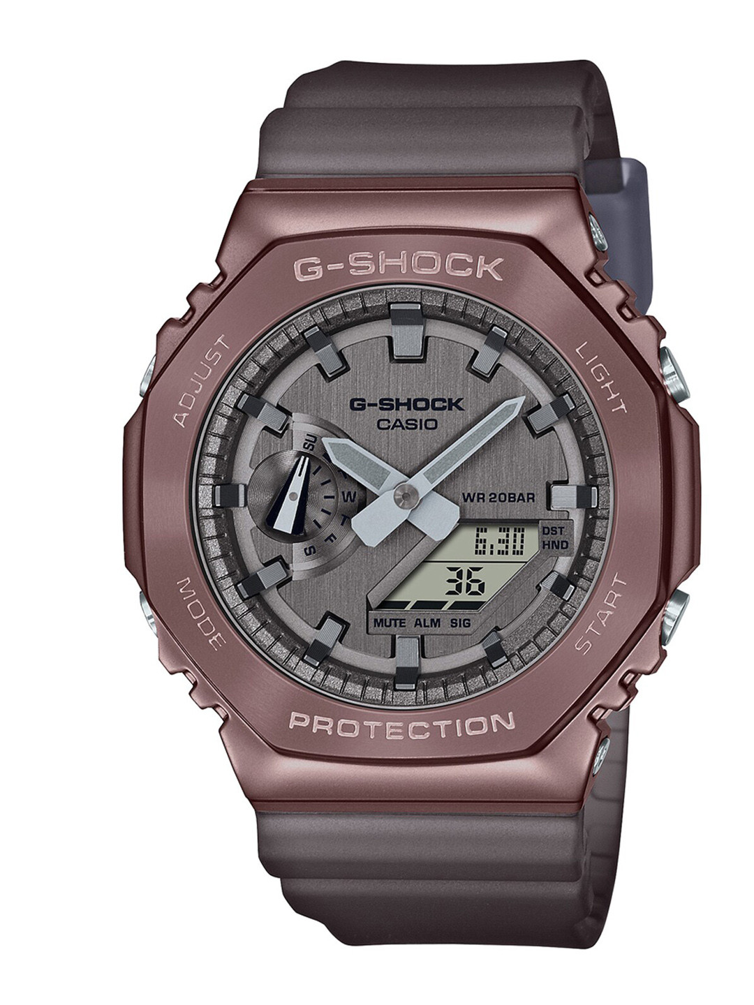 CASIO Men G-Shock G-Steel GM-2100MF-5ADR Brown Ip Ana-Digi Dial Resin Strap Watch G1214