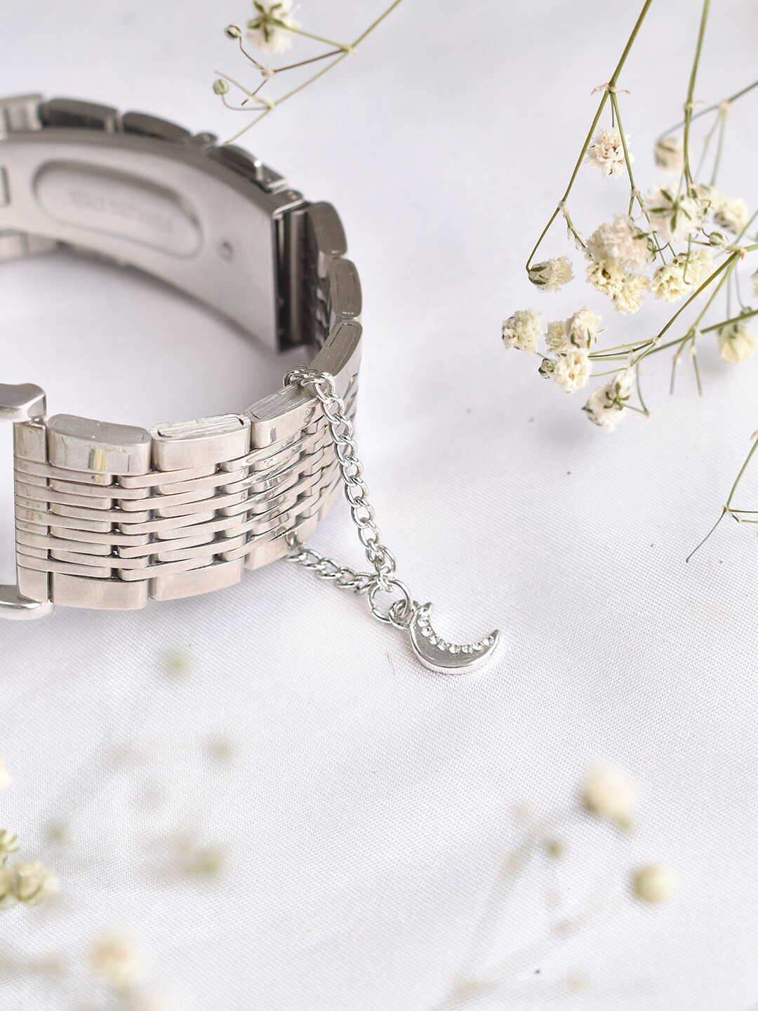 JOKER & WITCH Women Silver Toned Moonshine Silver Watch Charm