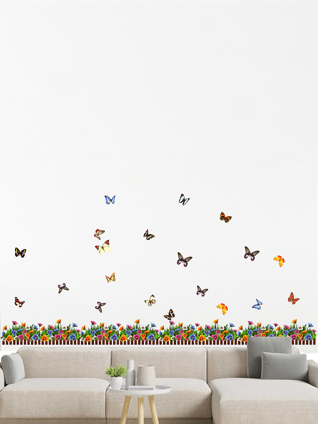 Art Street Green & Pink Colorful Butterflies Wall Decal Sticker