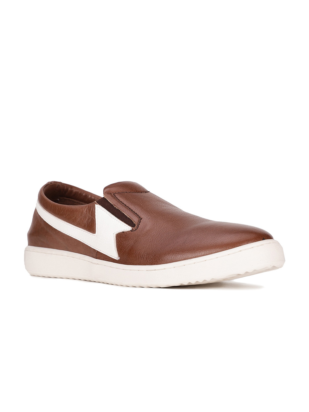 Hush Puppies Men Brown Colourblocked Leather Slip-On Sneakers