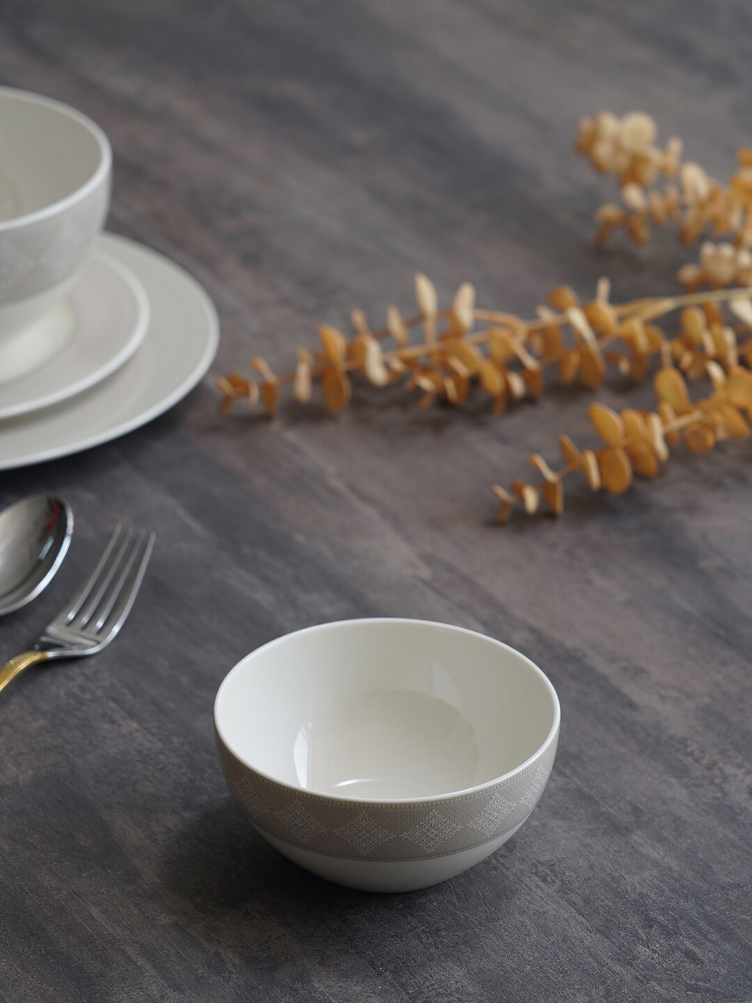 Pure Home and Living Grey Solid Ceramic Bowl