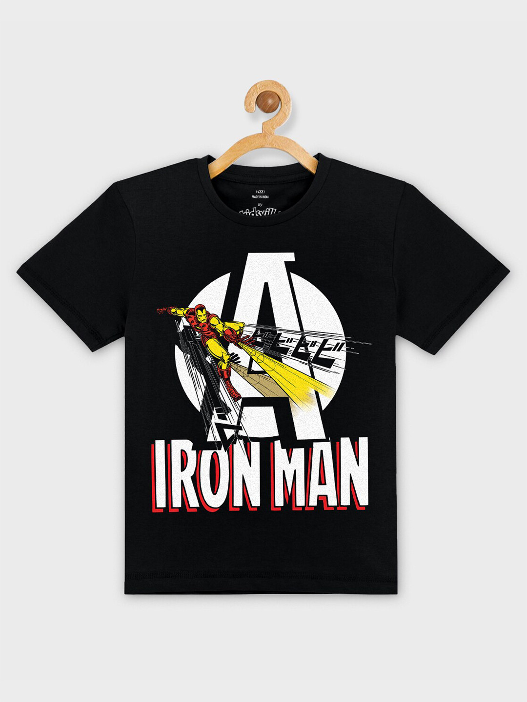 Kids Ville Boys Black Iron Man Printed T-shirt