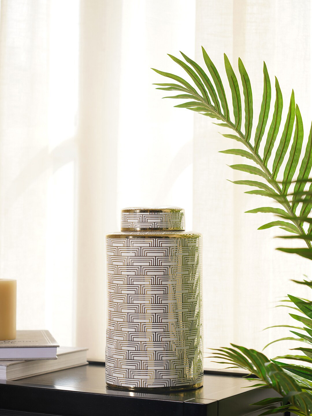 Pure Home and Living Erwin Cream Conversational Ceramic Screw Top Canister