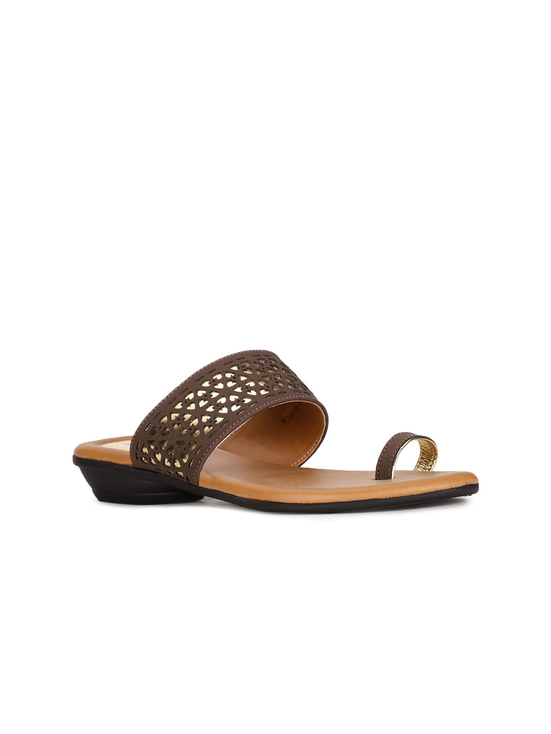 Bata Women Beige One Toe Flats with Laser Cuts