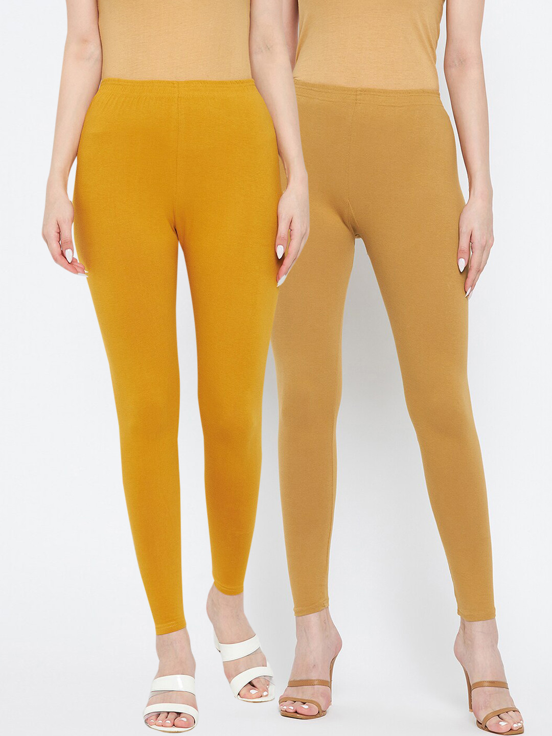Clora Creation Women Pack Of 2 Solid Comfort-Fit Ankle-Length Leggings