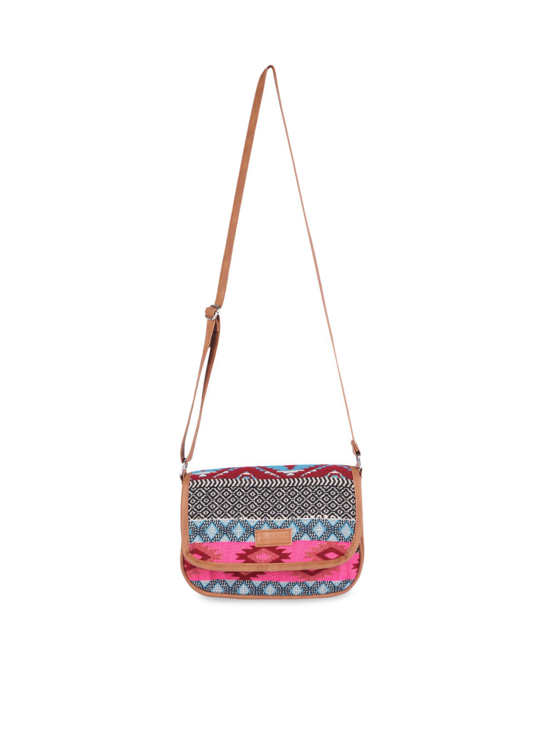 ASTRID Pink Geometric Printed Half Moon Sling Bag