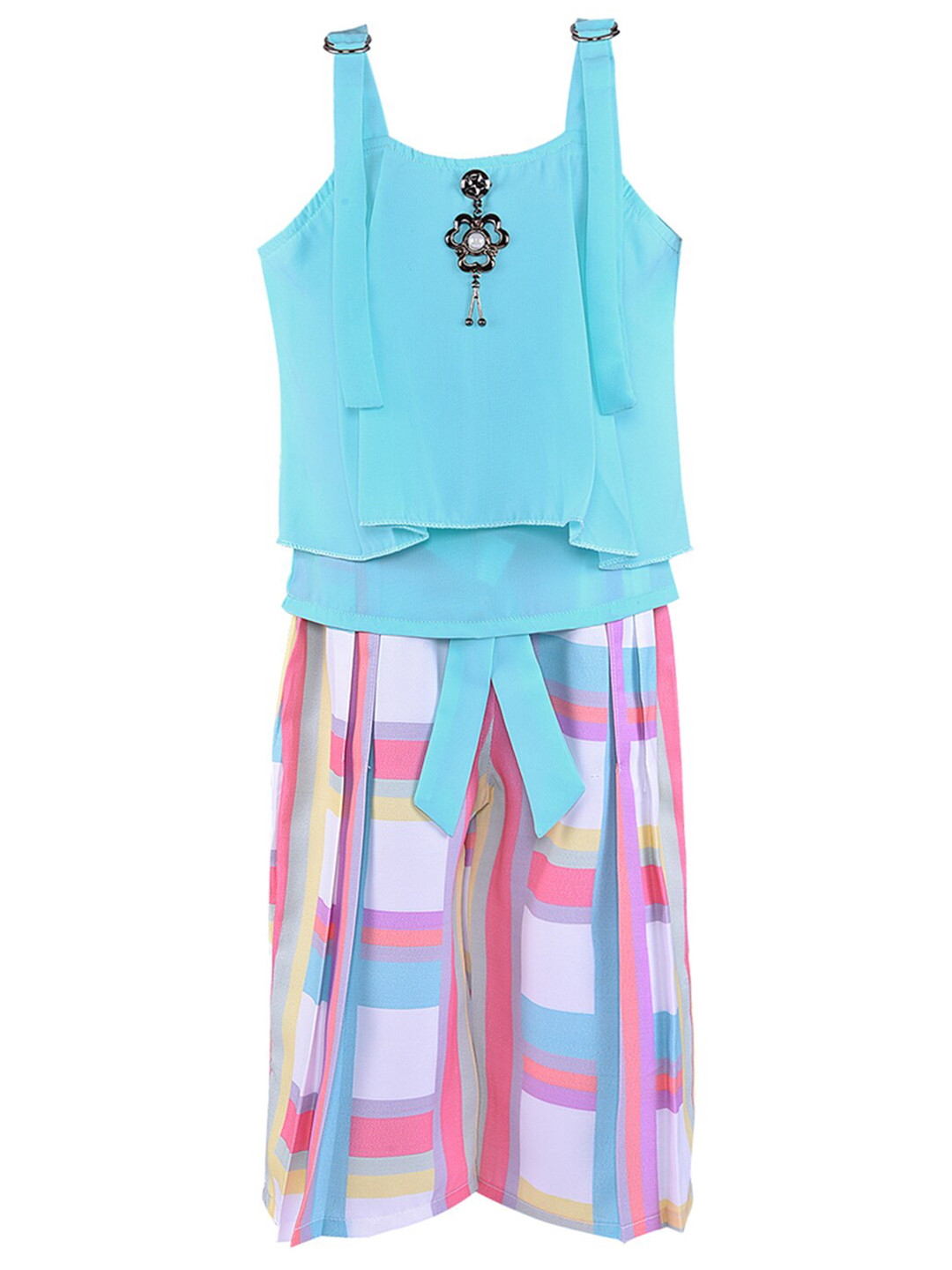 Wish Karo Girls Blue & Pink Top with Capris