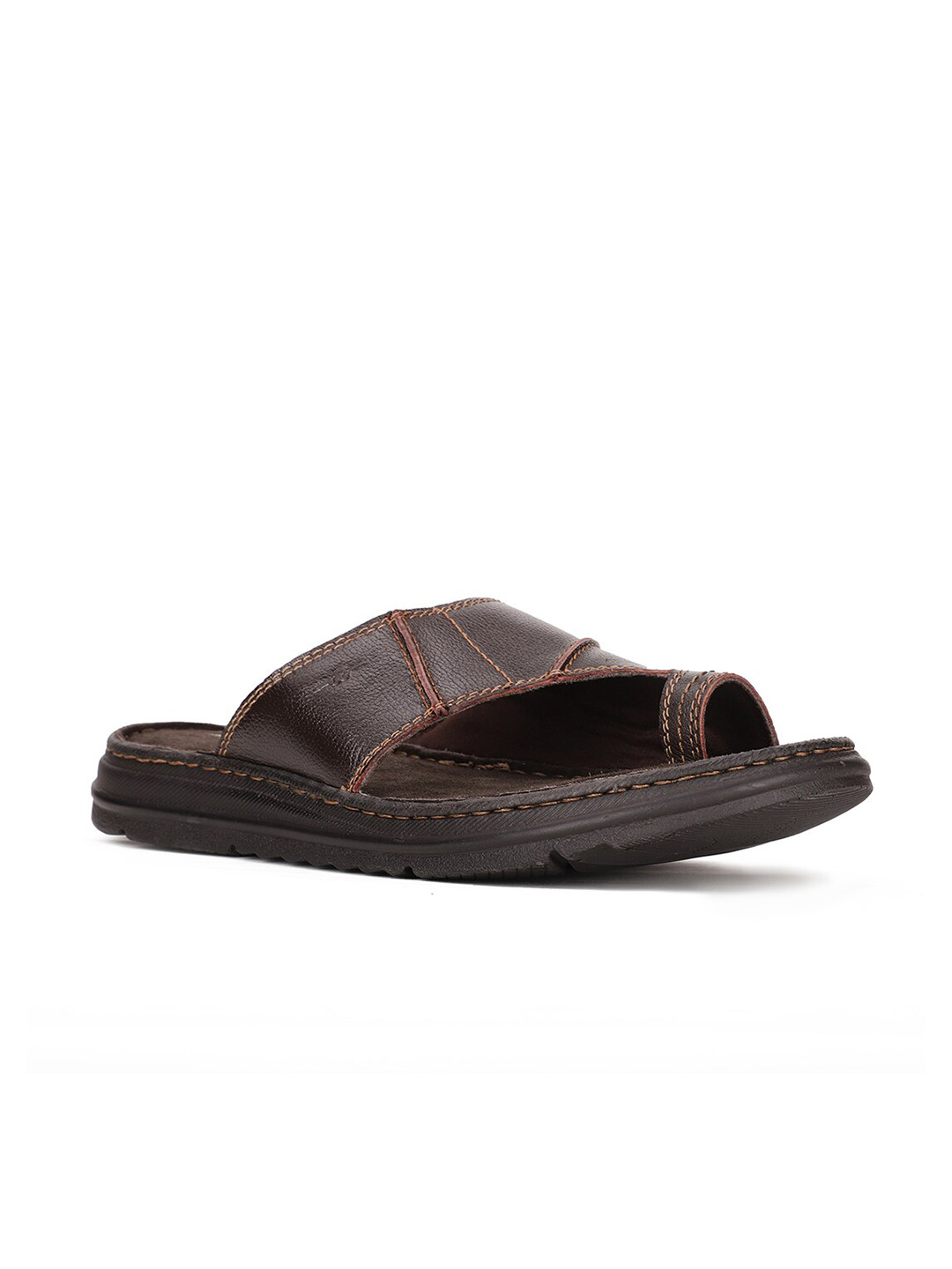 Bata Men Brown Leather Comfort Sandals