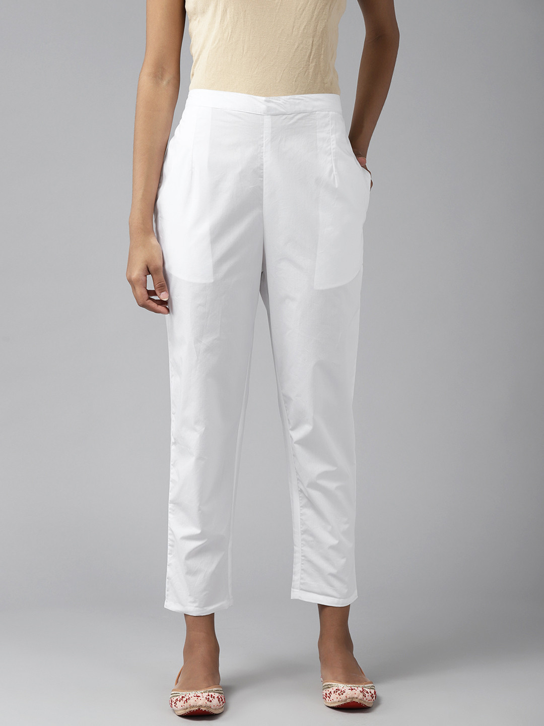Ginni Arora Label Women White Slim Fit Trousers