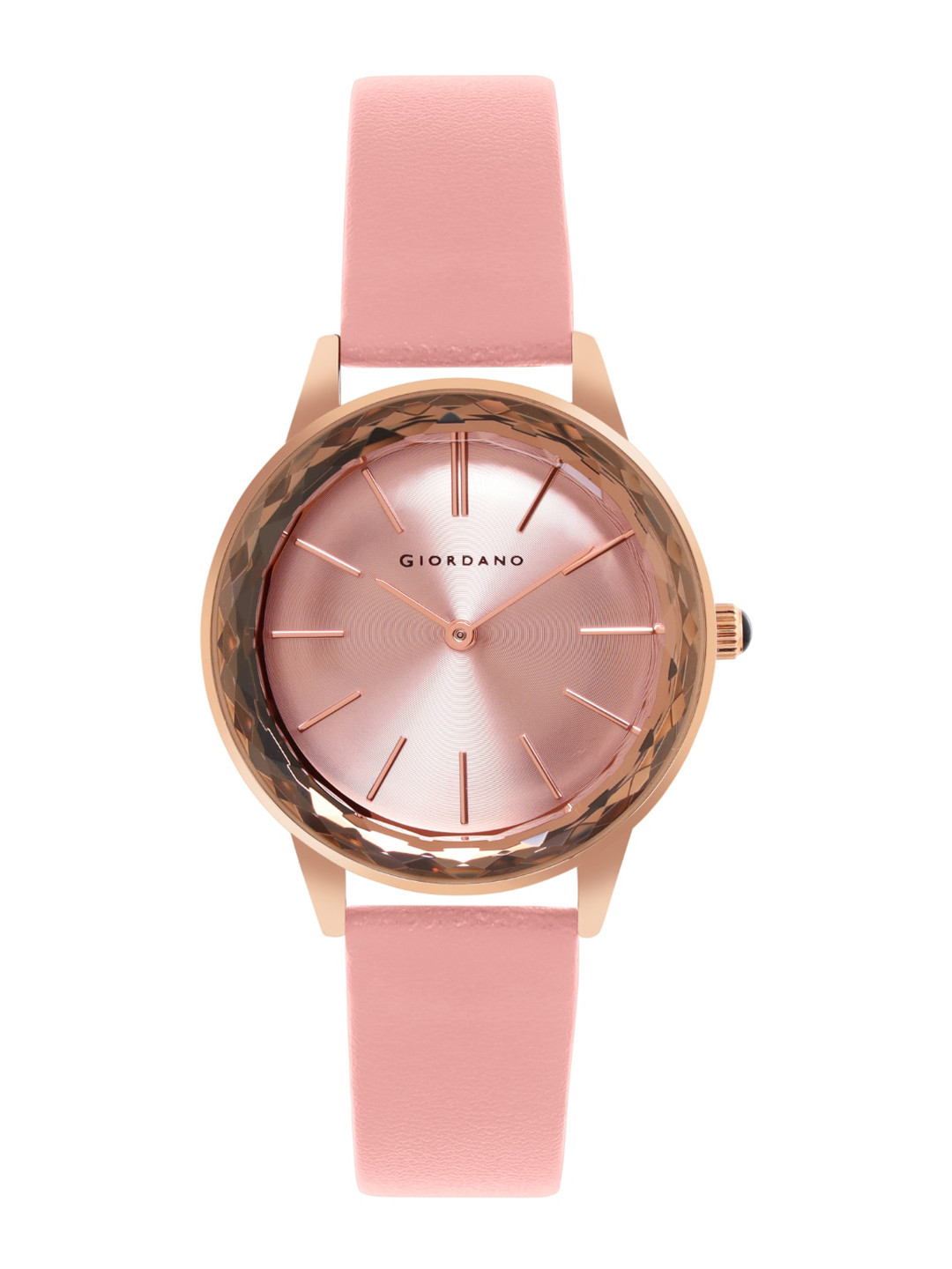 GIORDANO Women Pink Embellished Dial & Pink Leather Straps Analogue Watch GZ-60022-03