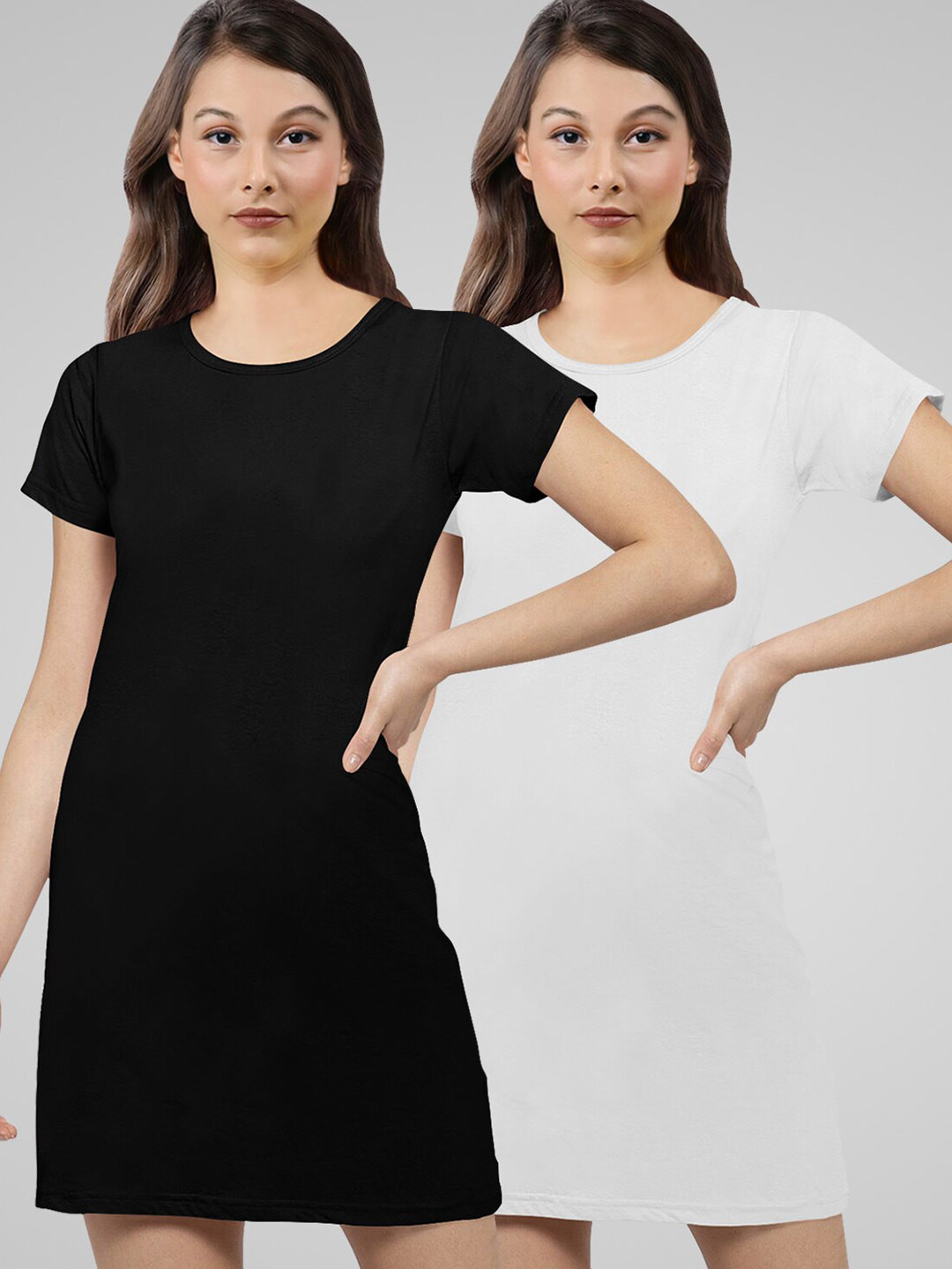 Pootlu Women Black & White 2 T-shirt 100% Cotton