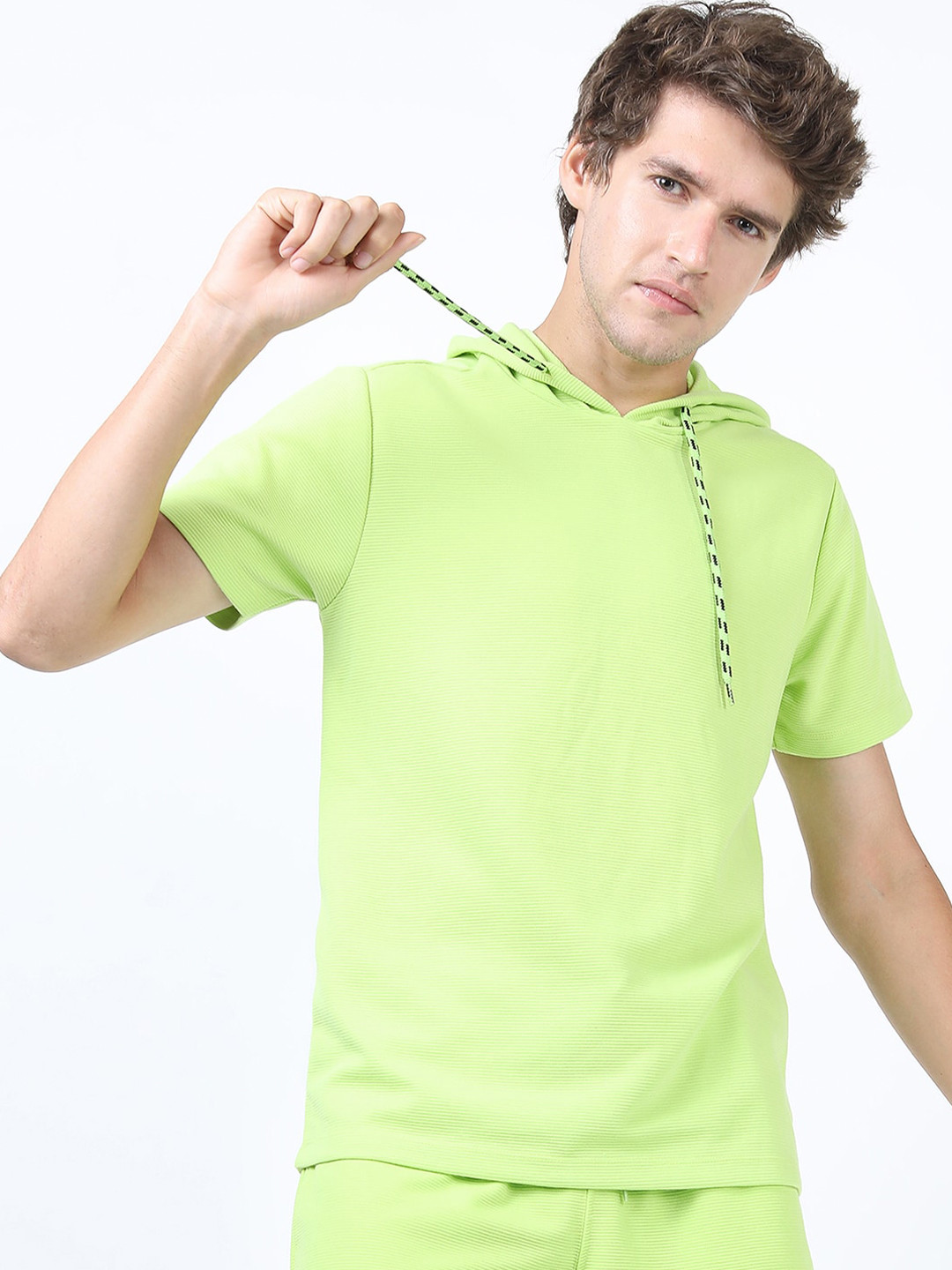 HIGHLANDER Men Structured Hooded Regular Fit T-shirt