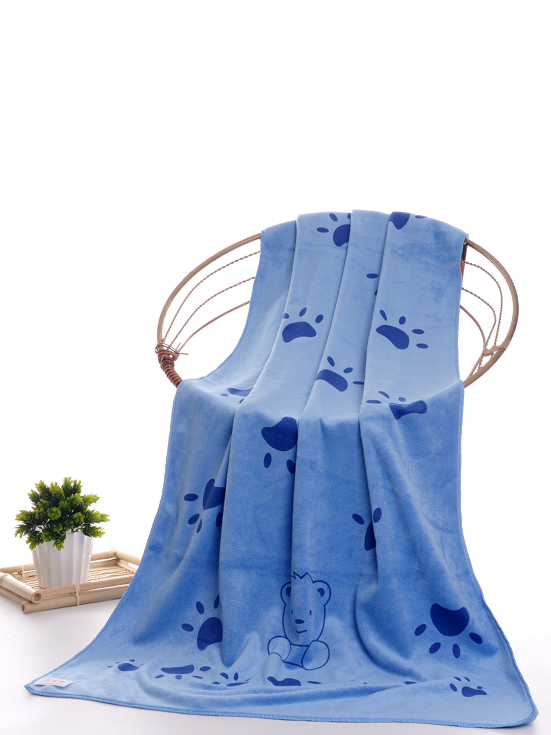 PAWCHIE Blue Printed Microfiber Drying Pet Towel