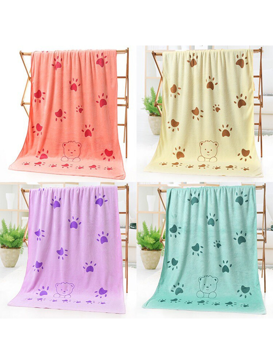 PAWCHIE Orange Printed Cotton Microfiber Dog Bath Towel