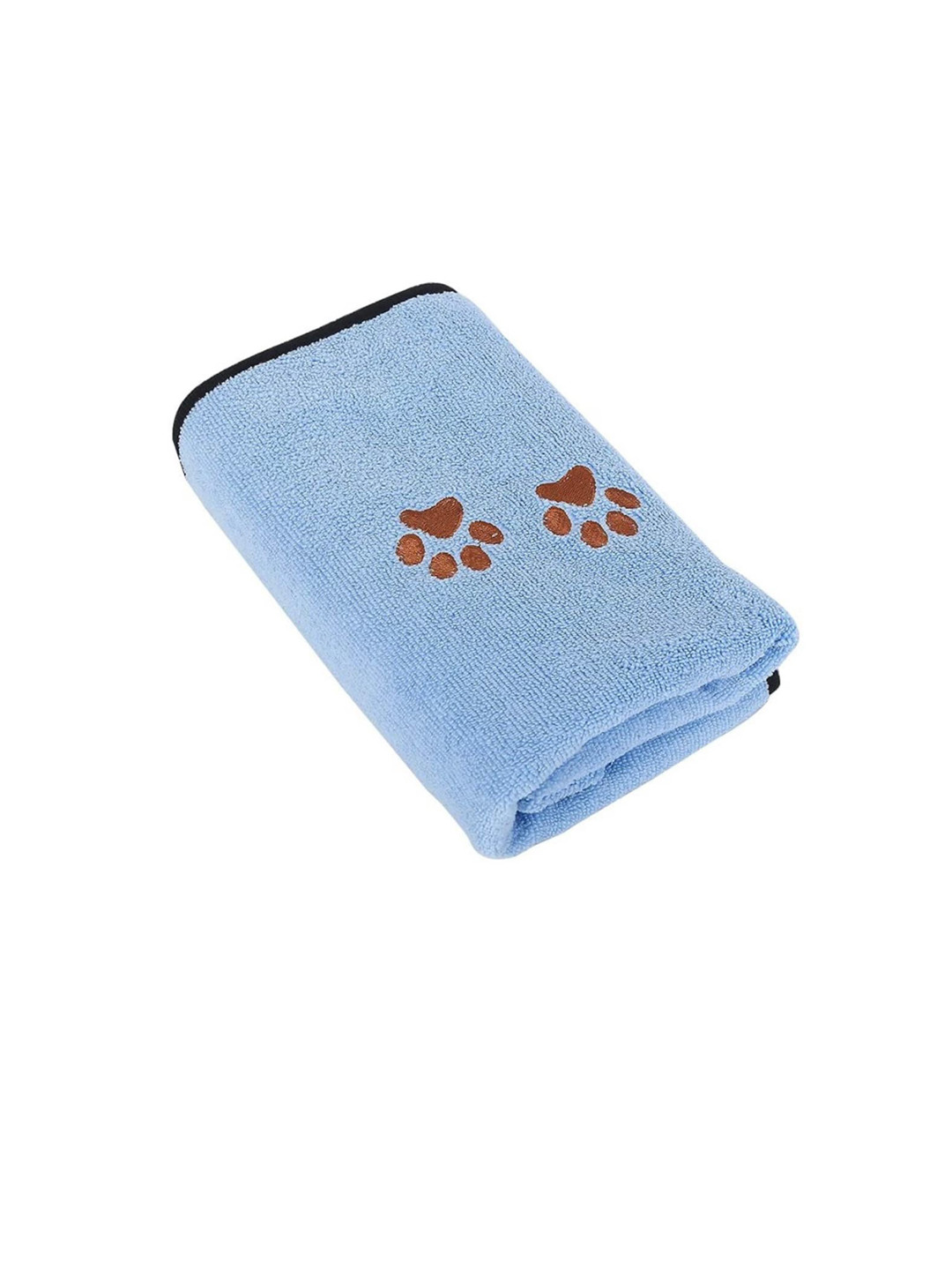 PAWCHIE Blue Solid Cotton Super Absorbent Microfiber Dog Bath Towel