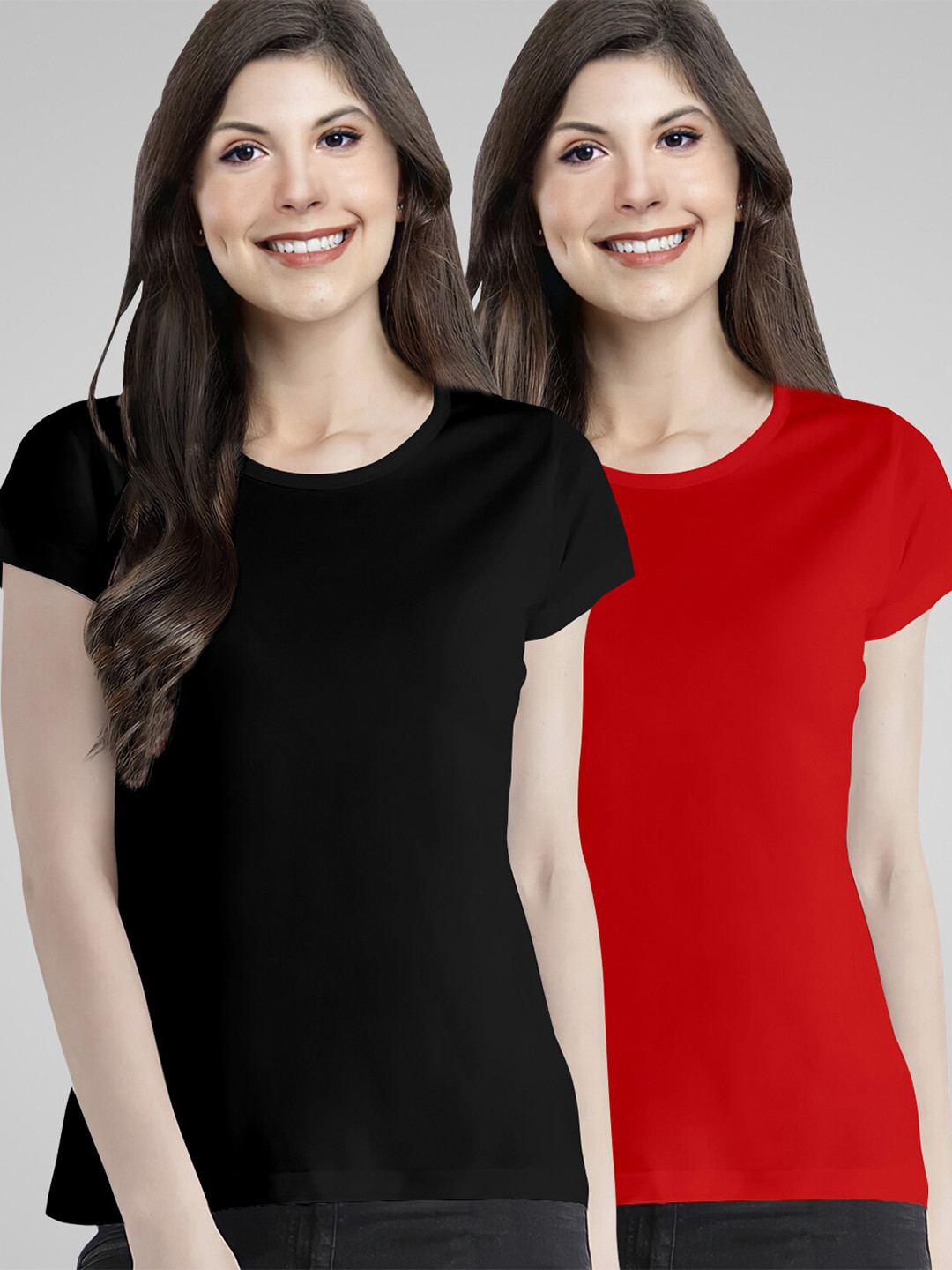 Pootlu Women Black & Red 2 T-shirt