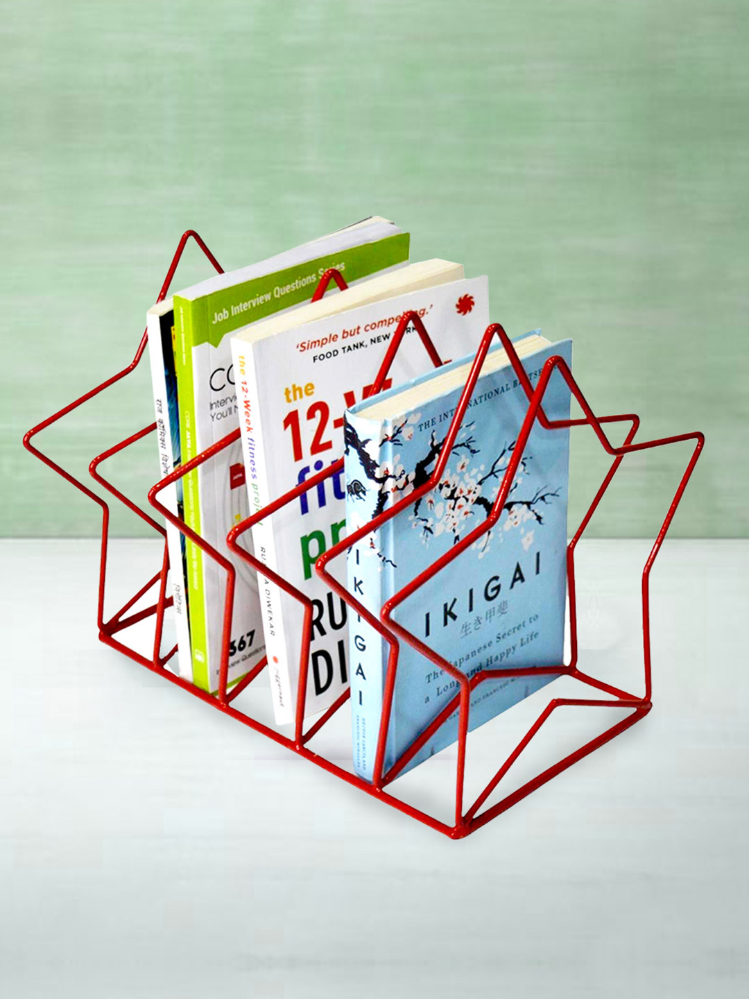 Tranquil square Red Solid Star Shape Red Book Magazine Organizer Stand With 8 Slots