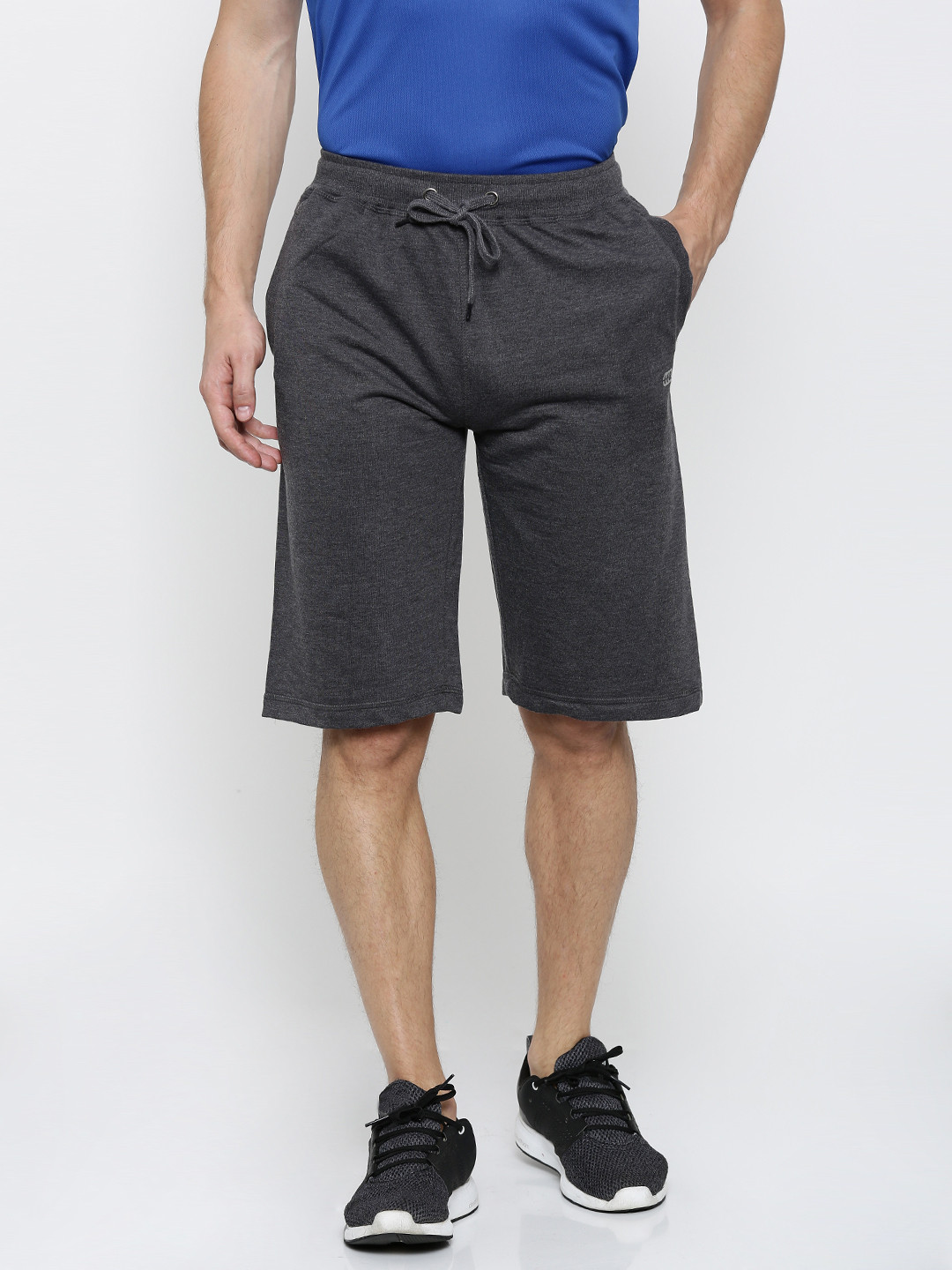 Pantaloons Men Grey Melange Solid 