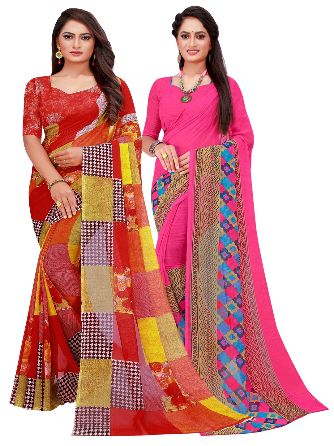 KALINI Pack of 2 Pure Georgette Sarees
