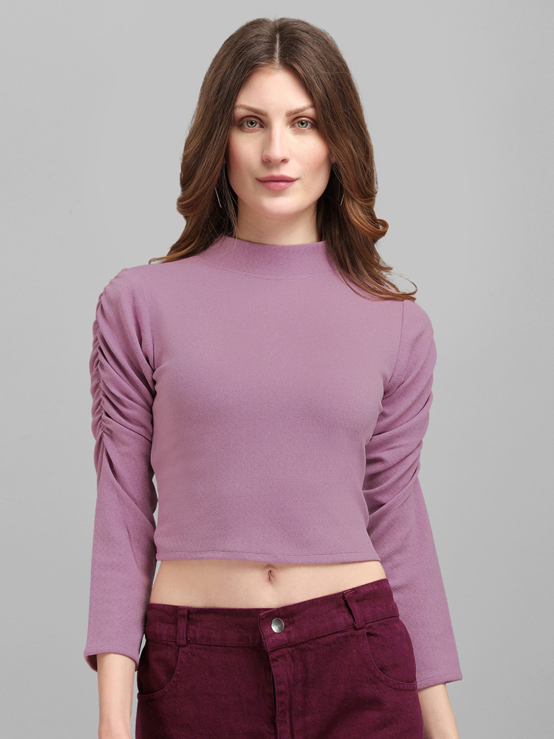 PURVAJA Women Purple Crop Top