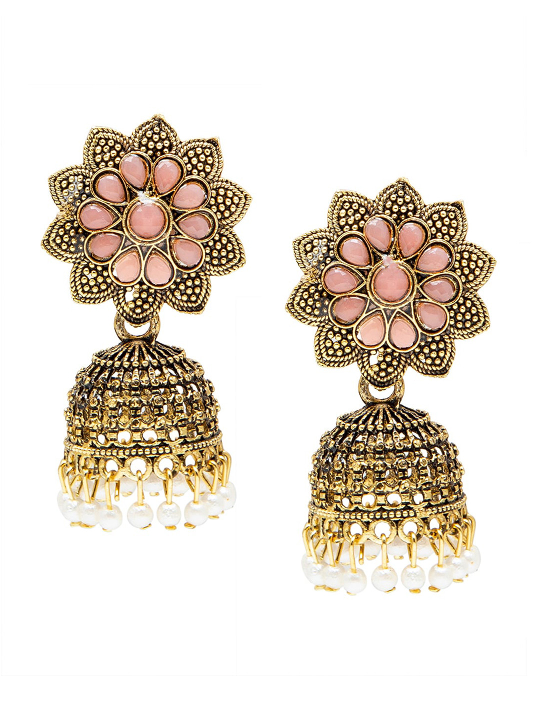 Shining Jewel - By Shivansh Pink Contemporary Jhumkas Earrings