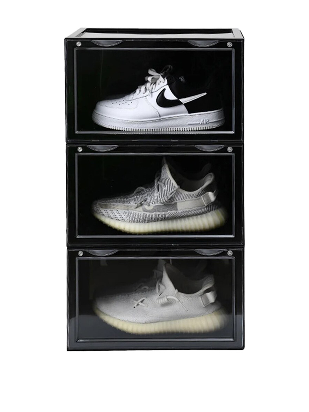Sasimo Set of 3 Black Solid Plastic Shoe Organizers