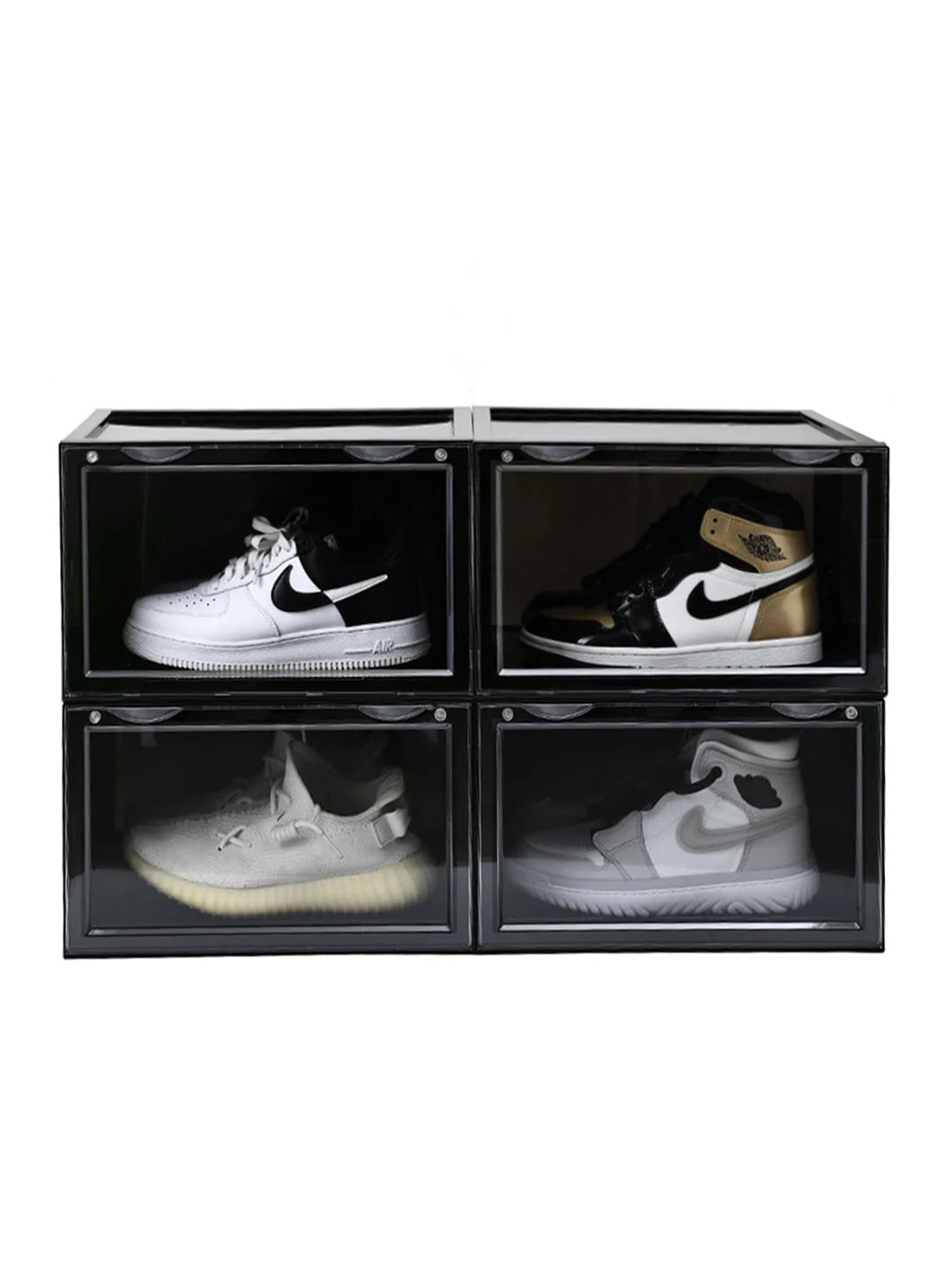 Sasimo Set of 4 Black Solid Plastic Shoe Organizers