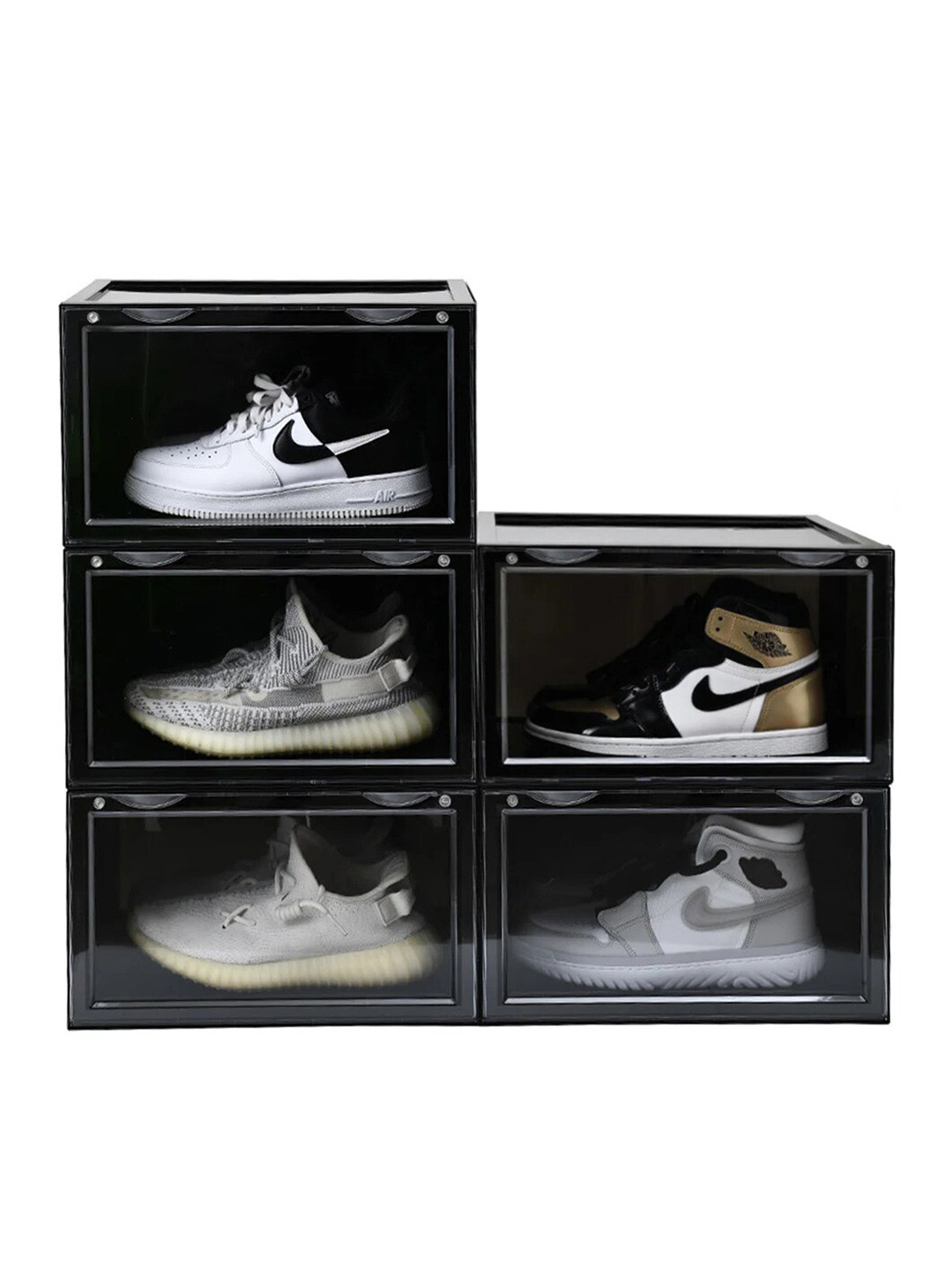 Sasimo Set of 5 Black Solid Shoes Organisers
