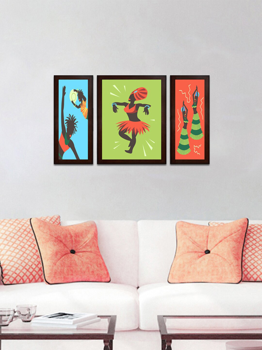 WENS Set Of 3 Blue & Green Ladies Go Away Wall Art