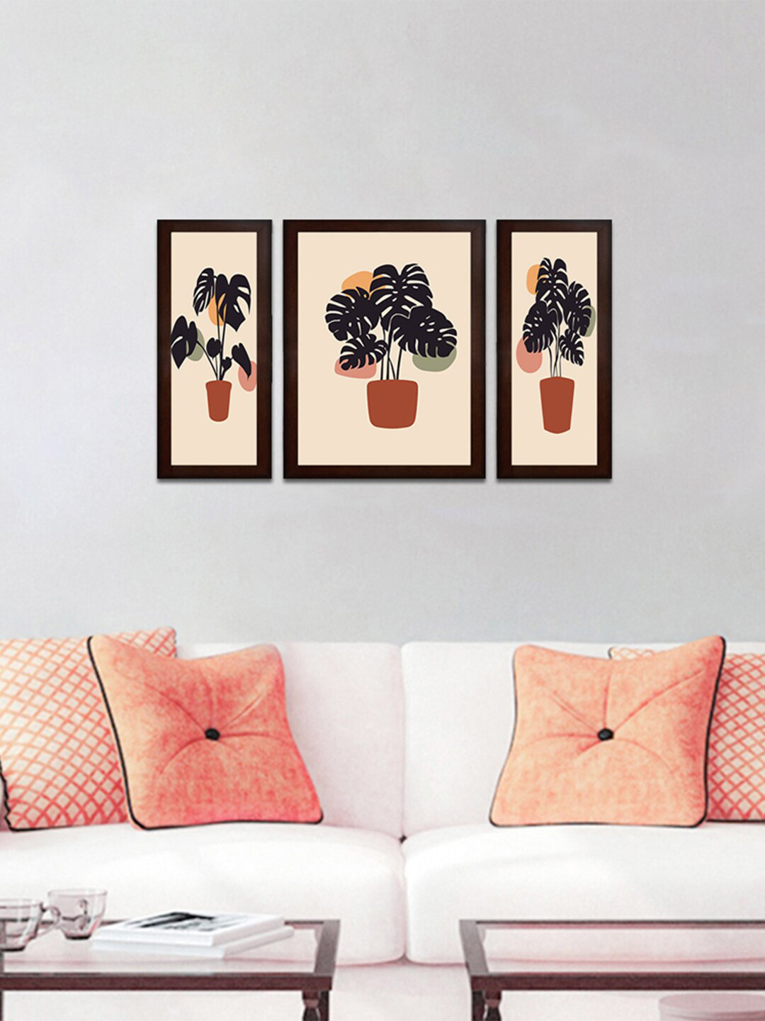 WENS Set Of 3 Cream & Black Make It Up With Flowers Wall Art