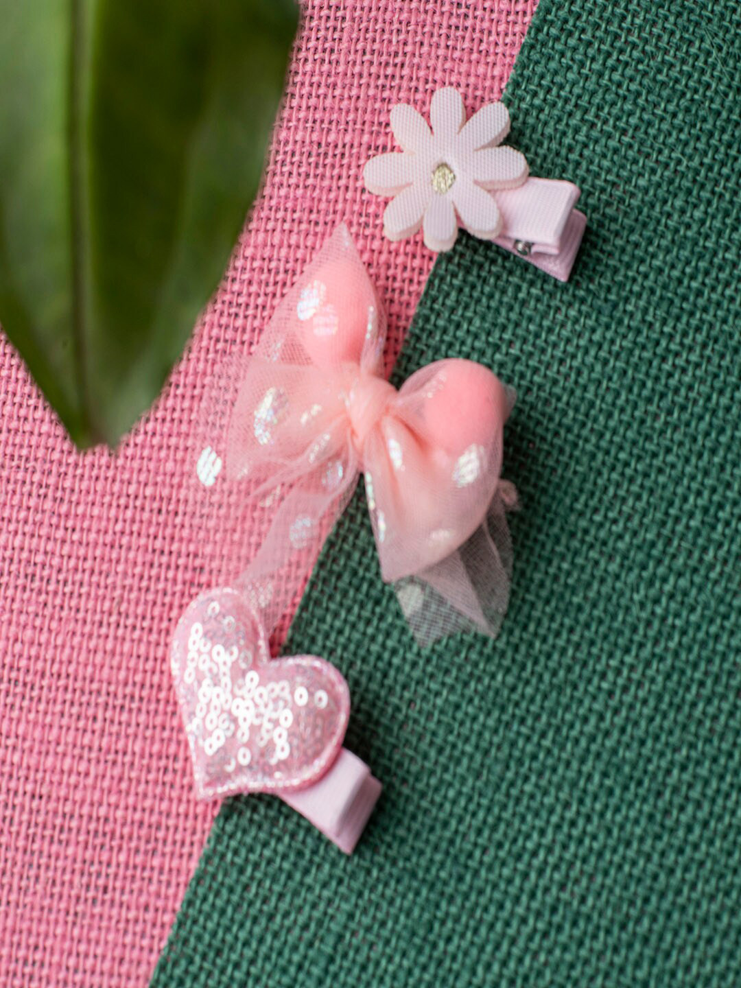 Jewelz Girls Pink & Rose Set of 3 Alligator Hair Clip