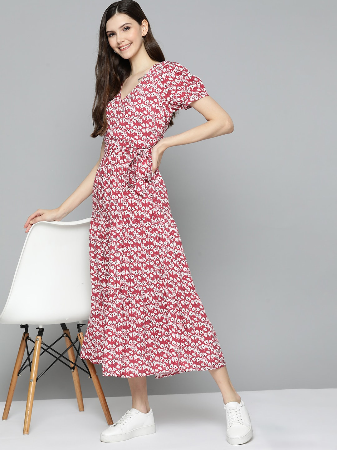 M&H Our Water Floral Printed V-Neck Maxi Dress
