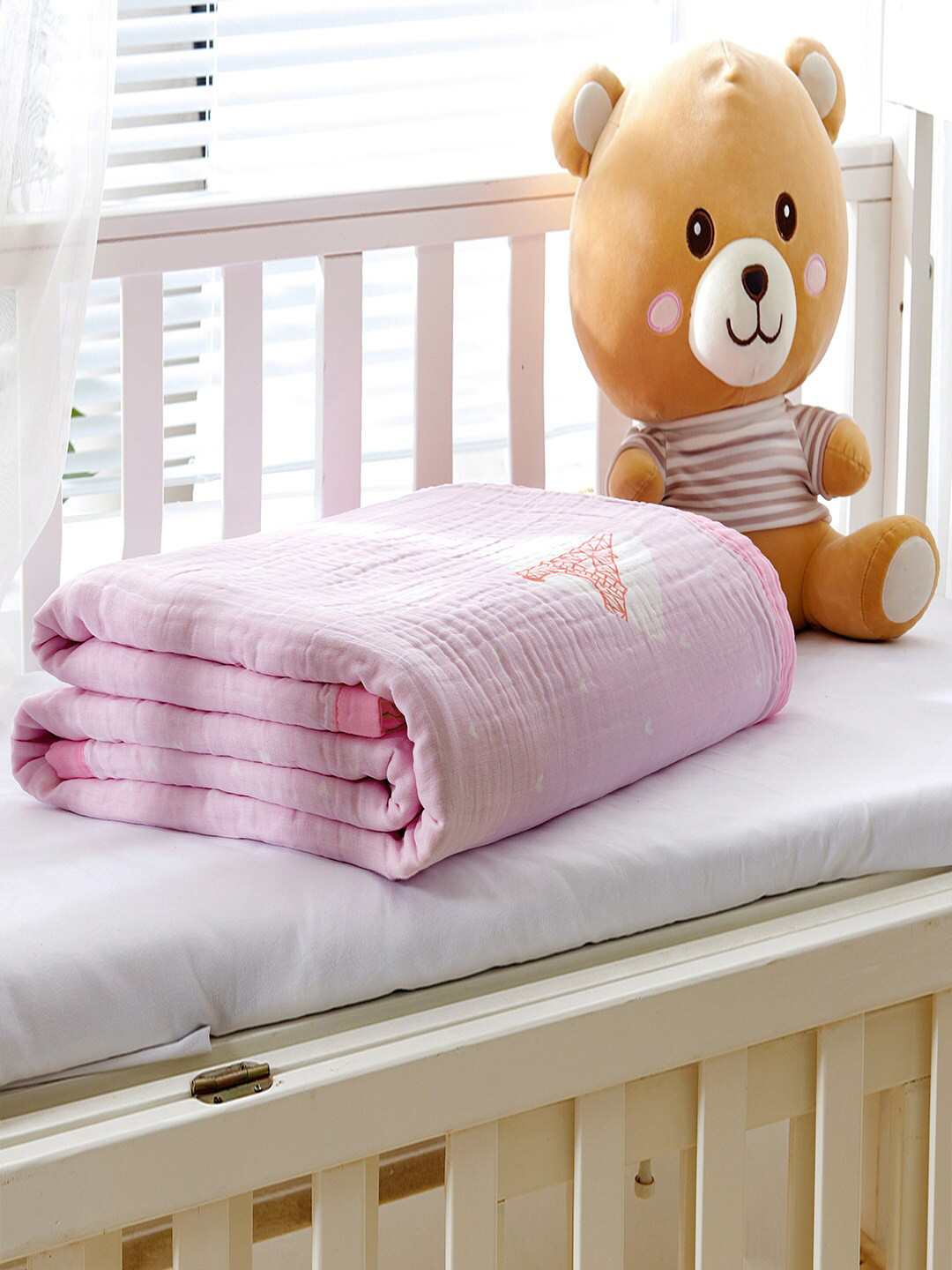 JC HOME Pink & Green Cartoon Characters Summer 300 GSM Single Bed Blanket