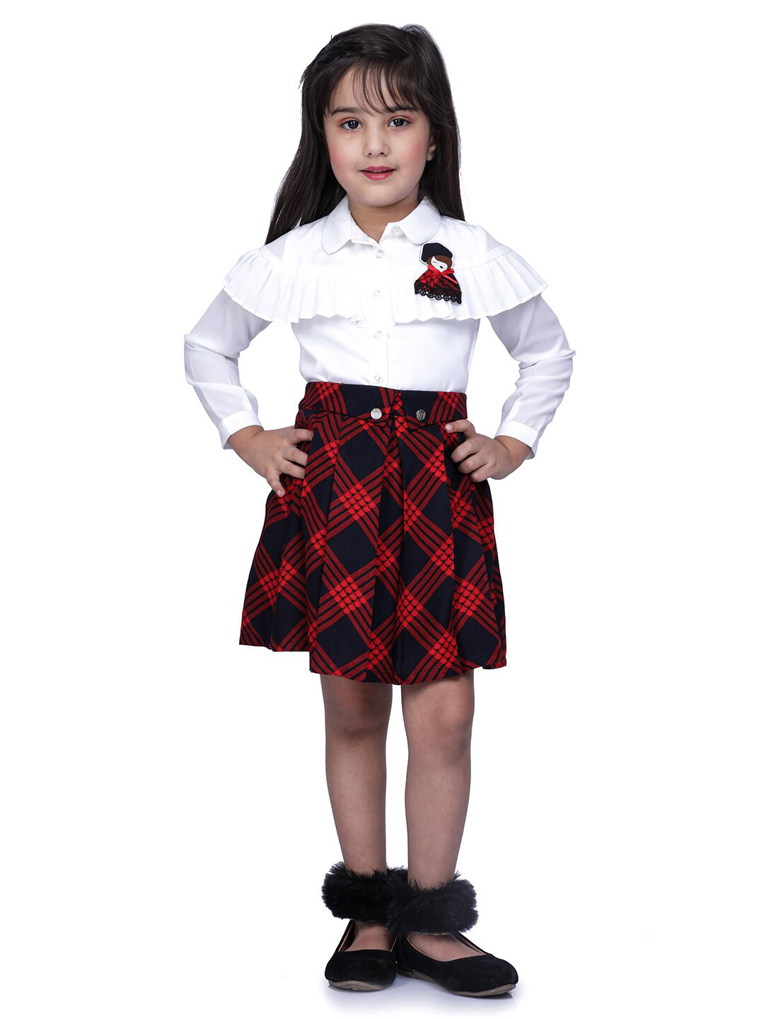 Peppermint Red Checked Chiffon Shirt Dress