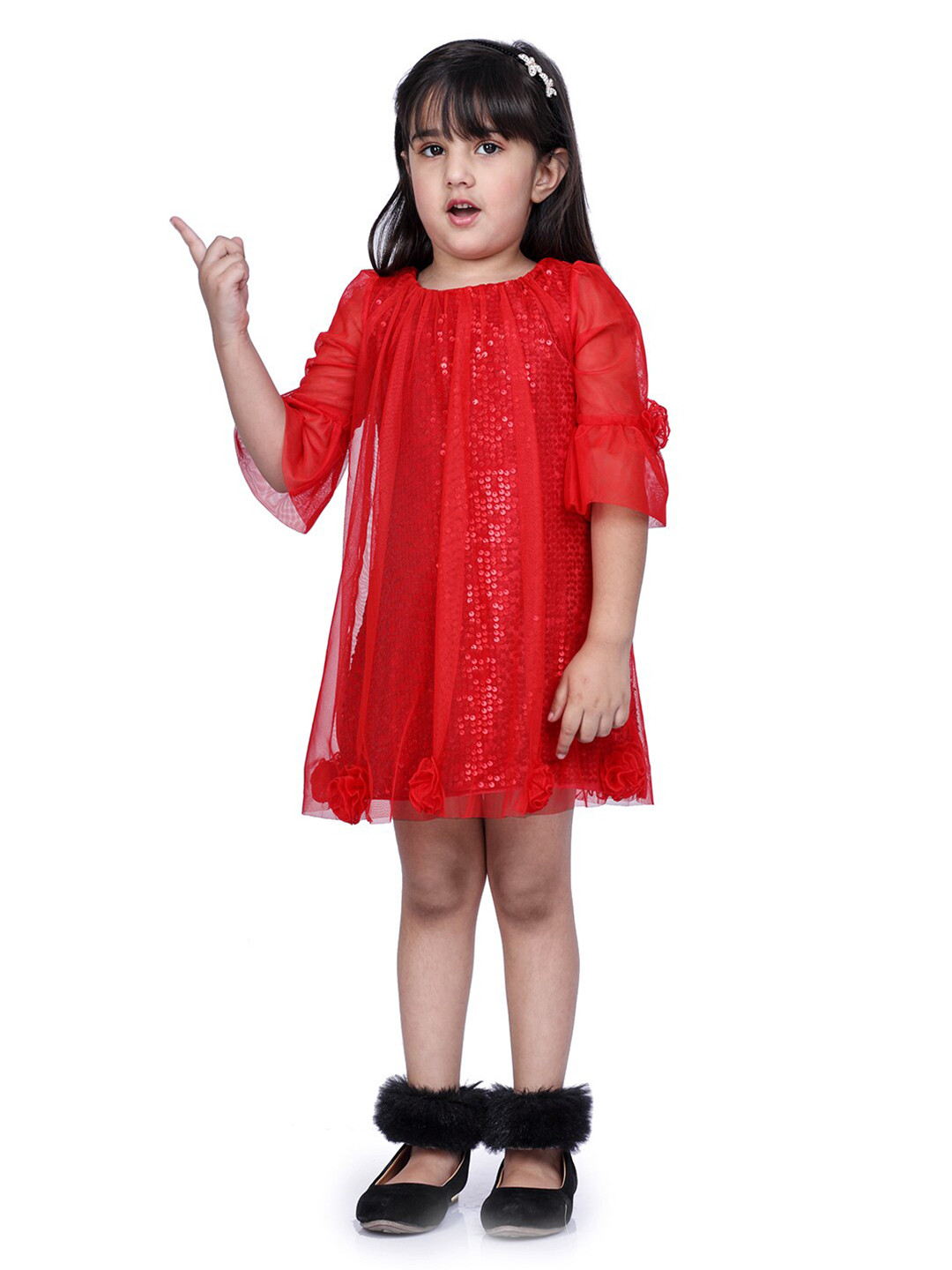 Peppermint Red Net A-Line Dress