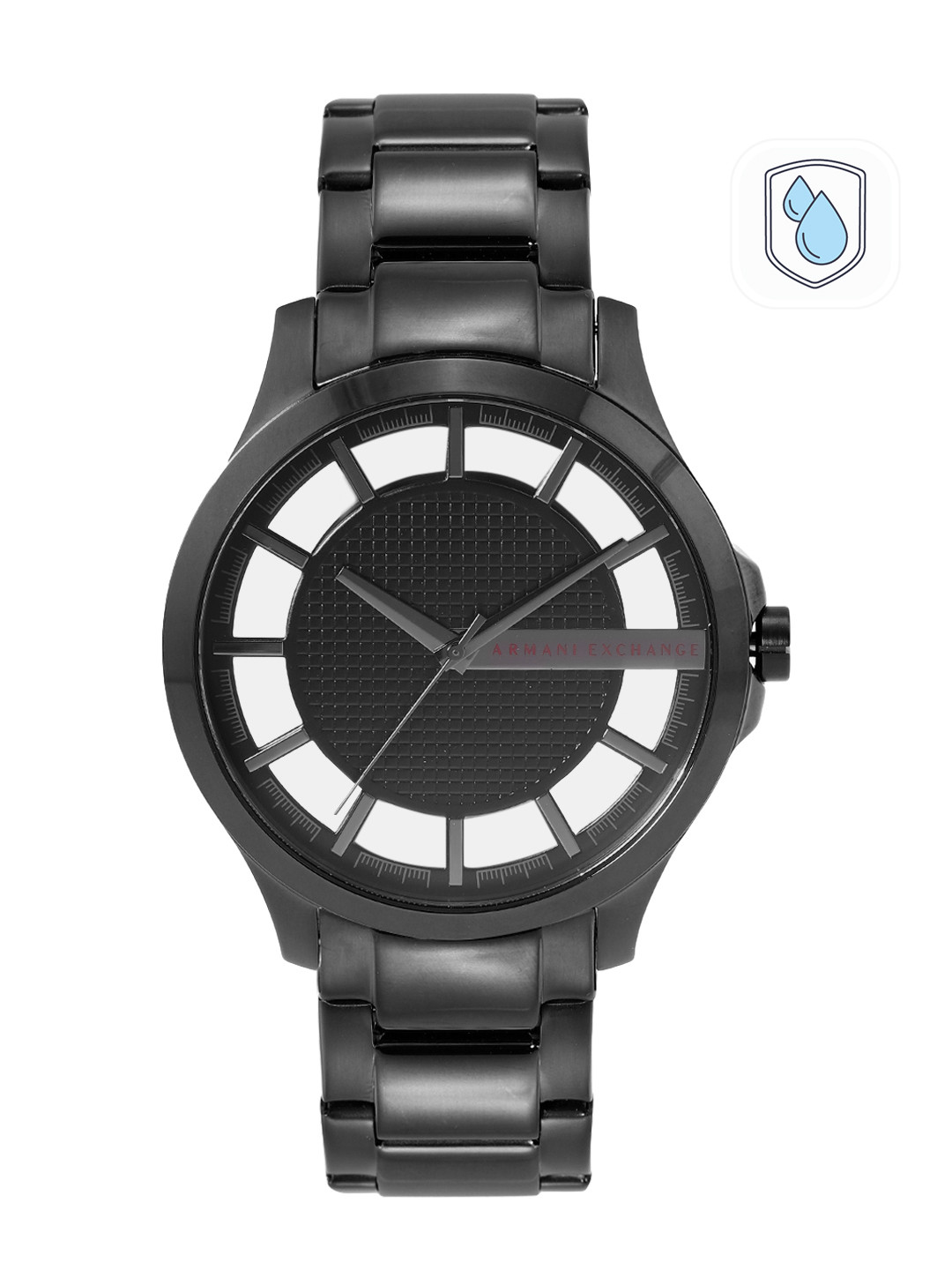 Armani Exchange Men Black Dial & Stainless Steel Bracelet Straps Analogue Watch AX2189