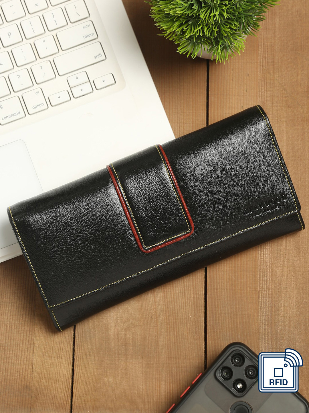 Teakwood Leathers Women Black Solid Leather Two Fold Wallet